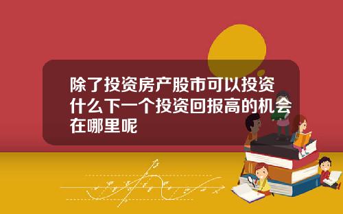 除了投资房产股市可以投资什么下一个投资回报高的机会在哪里呢