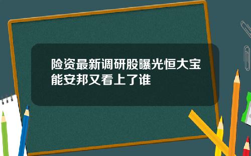 险资最新调研股曝光恒大宝能安邦又看上了谁