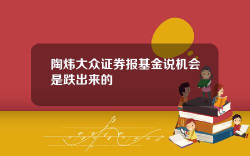 陶炜大众证券报基金说机会是跌出来的
