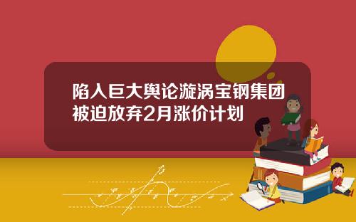 陷入巨大舆论漩涡宝钢集团被迫放弃2月涨价计划