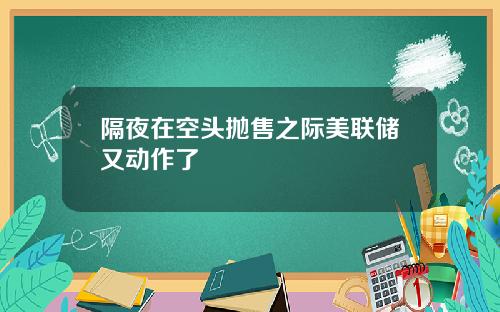 隔夜在空头抛售之际美联储又动作了