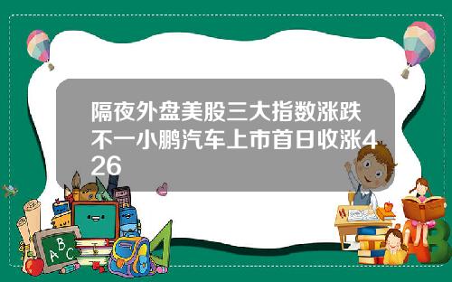 隔夜外盘美股三大指数涨跌不一小鹏汽车上市首日收涨426