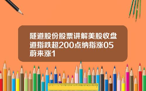 隧道股份股票讲解美股收盘道指跌超200点纳指涨05蔚来涨1