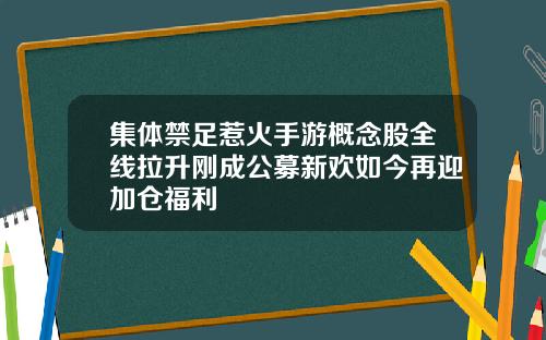 集体禁足惹火手游概念股全线拉升刚成公募新欢如今再迎加仓福利