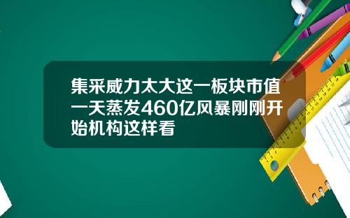 集采威力太大这一板块市值一天蒸发460亿风暴刚刚开始机构这样看