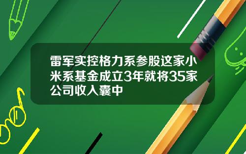 雷军实控格力系参股这家小米系基金成立3年就将35家公司收入囊中