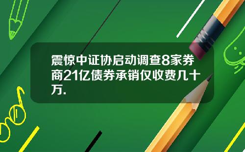 震惊中证协启动调查8家券商21亿债券承销仅收费几十万.
