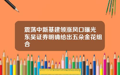震荡中新基建领涨风口曝光东吴证券明确给出五朵金花组合