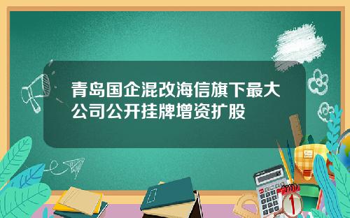 青岛国企混改海信旗下最大公司公开挂牌增资扩股