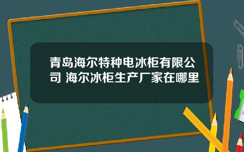 青岛海尔特种电冰柜有限公司 海尔冰柜生产厂家在哪里