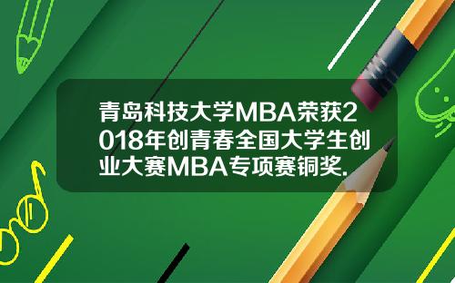 青岛科技大学MBA荣获2018年创青春全国大学生创业大赛MBA专项赛铜奖.