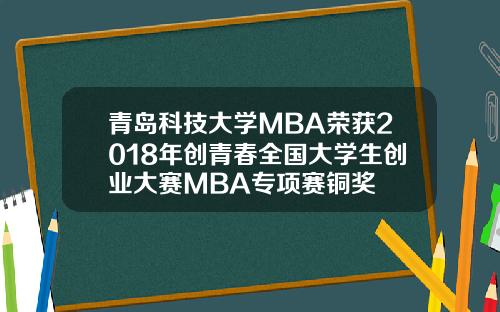 青岛科技大学MBA荣获2018年创青春全国大学生创业大赛MBA专项赛铜奖