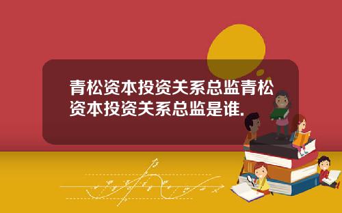 青松资本投资关系总监青松资本投资关系总监是谁.