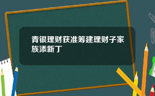 青银理财获准筹建理财子家族添新丁