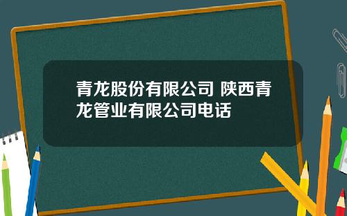 青龙股份有限公司 陕西青龙管业有限公司电话