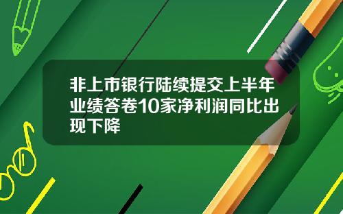 非上市银行陆续提交上半年业绩答卷10家净利润同比出现下降