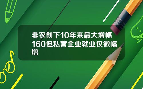 非农创下10年来最大增幅160但私营企业就业仅微幅增