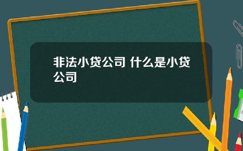 非法小贷公司 什么是小贷公司