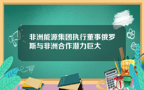 非洲能源集团执行董事俄罗斯与非洲合作潜力巨大