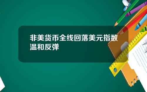 非美货币全线回落美元指数温和反弹