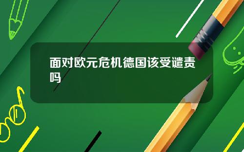 面对欧元危机德国该受谴责吗