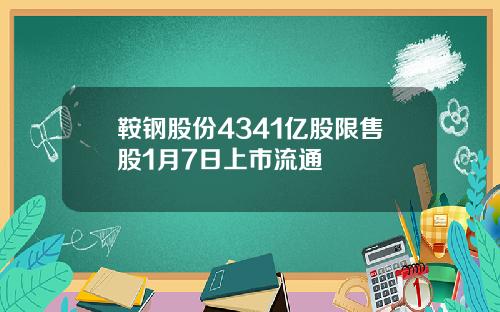 鞍钢股份4341亿股限售股1月7日上市流通