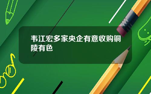 韦江宏多家央企有意收购铜陵有色