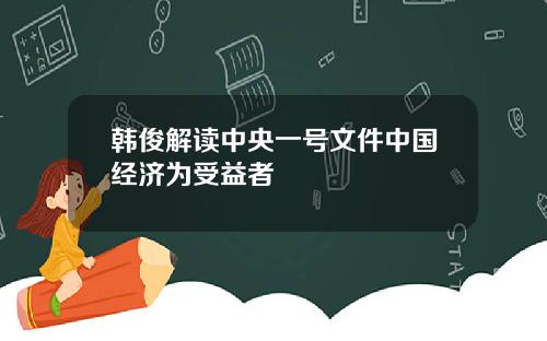 韩俊解读中央一号文件中国经济为受益者