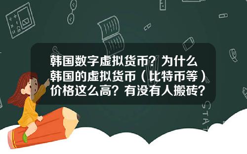 韩国数字虚拟货币？为什么韩国的虚拟货币（比特币等）价格这么高？有没有人搬砖？怎么搬？