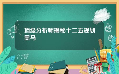 顶级分析师揭秘十二五规划黑马