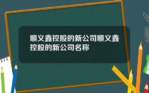 顺义鑫控股的新公司顺义鑫控股的新公司名称