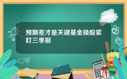 预期差才是关键基金换股紧盯三季报