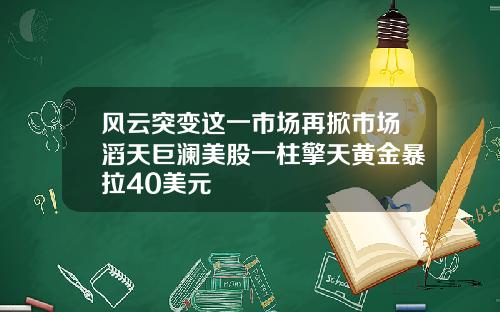 风云突变这一市场再掀市场滔天巨澜美股一柱擎天黄金暴拉40美元
