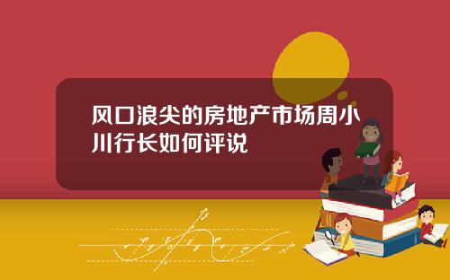 风口浪尖的房地产市场周小川行长如何评说