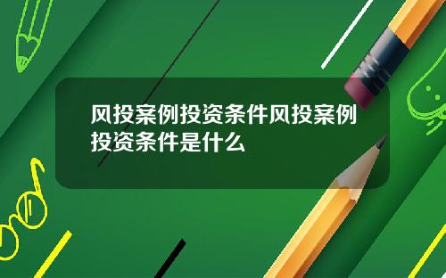 风投案例投资条件风投案例投资条件是什么