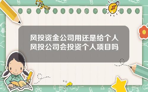风投资金公司用还是给个人风投公司会投资个人项目吗