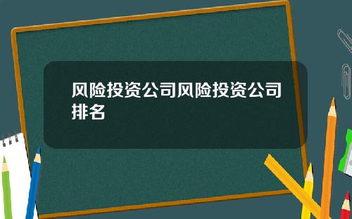风险投资公司风险投资公司排名