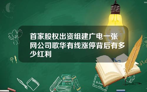 首家股权出资组建广电一张网公司歌华有线涨停背后有多少红利