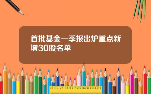 首批基金一季报出炉重点新增30股名单