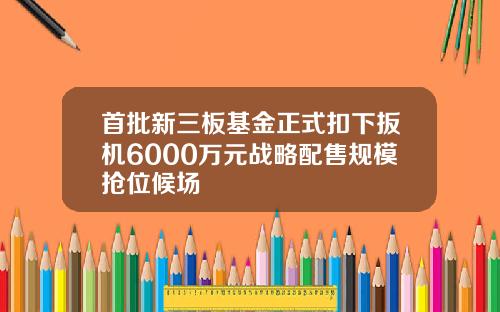 首批新三板基金正式扣下扳机6000万元战略配售规模抢位候场
