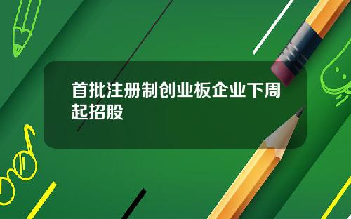 首批注册制创业板企业下周起招股