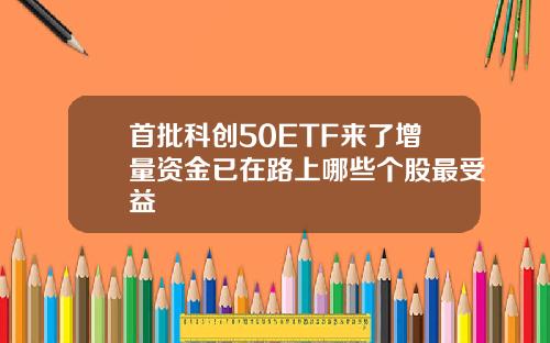 首批科创50ETF来了增量资金已在路上哪些个股最受益