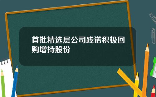 首批精选层公司践诺积极回购增持股份