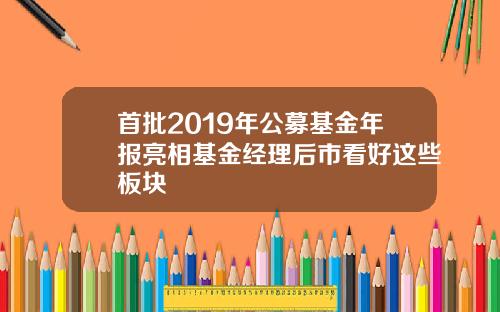 首批2019年公募基金年报亮相基金经理后市看好这些板块