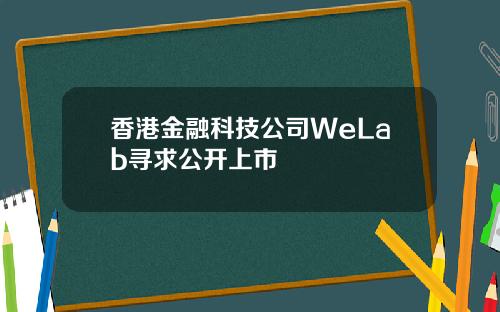 香港金融科技公司WeLab寻求公开上市