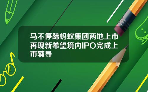 马不停蹄蚂蚁集团两地上市再现新希望境内IPO完成上市辅导