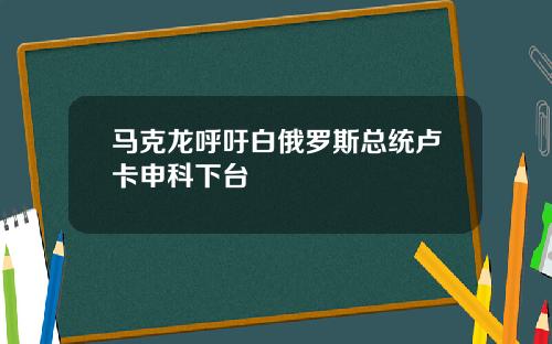 马克龙呼吁白俄罗斯总统卢卡申科下台