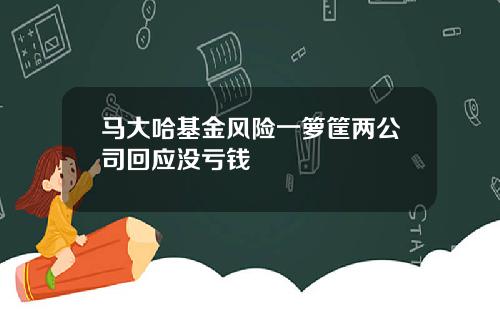 马大哈基金风险一箩筐两公司回应没亏钱