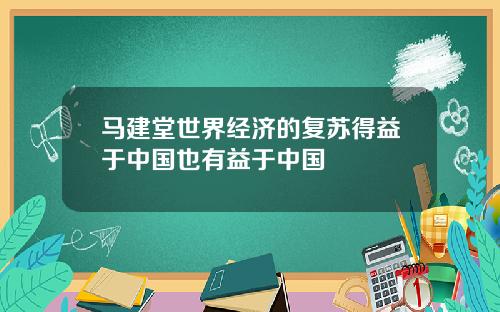 马建堂世界经济的复苏得益于中国也有益于中国