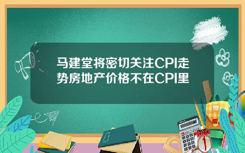 马建堂将密切关注CPI走势房地产价格不在CPI里